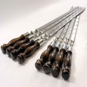 Шампур с деревянной ручкой кольцом набор